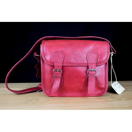 Sac Cuir Paul Marius LaSacoche S Rouge Carmin -Maroquinerie Quey Charlieu