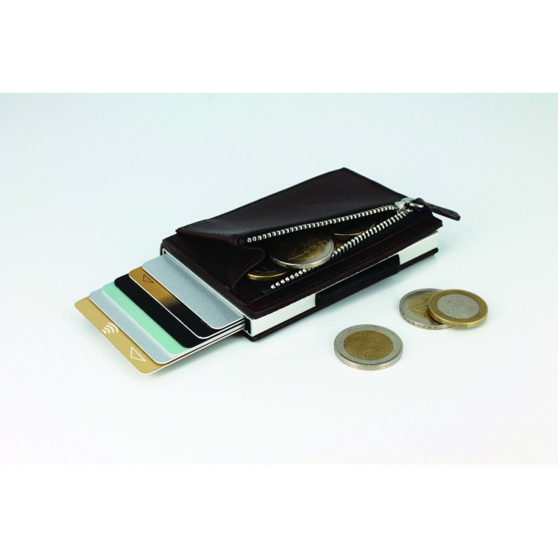 Le porte cartes ÖGON DESIGNS CASCADE ZIPPER WALLET Dark Brown.