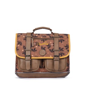 Cartable enfant 2 compartiments 38cm Vintage Yellow Dino VIG CA38 Maroquinerie Quey Charlieu