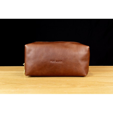 Trousse de Toilette cuir Paul Marius LeBarbier Naturel - Maroquinerie Quey Charlieu